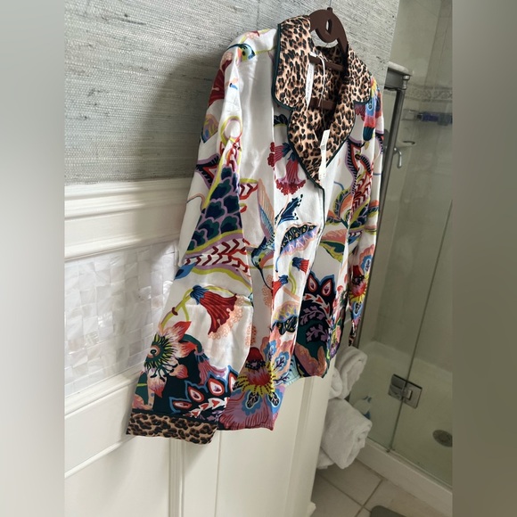 NWT new XS Anthropologie button flannel pajama top multicolor floral pjs - Picture 7 of 17